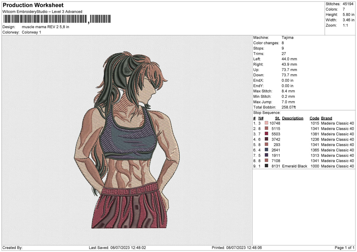 Muscle mama no face Embroidery