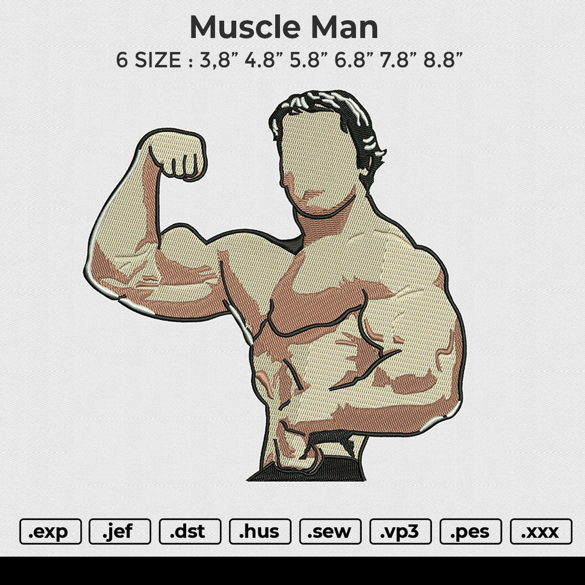 Muscle man Embroidery File 6 size