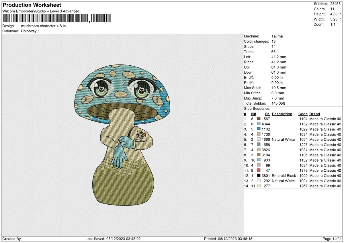 Mushroom Character Embroidery File 6 size