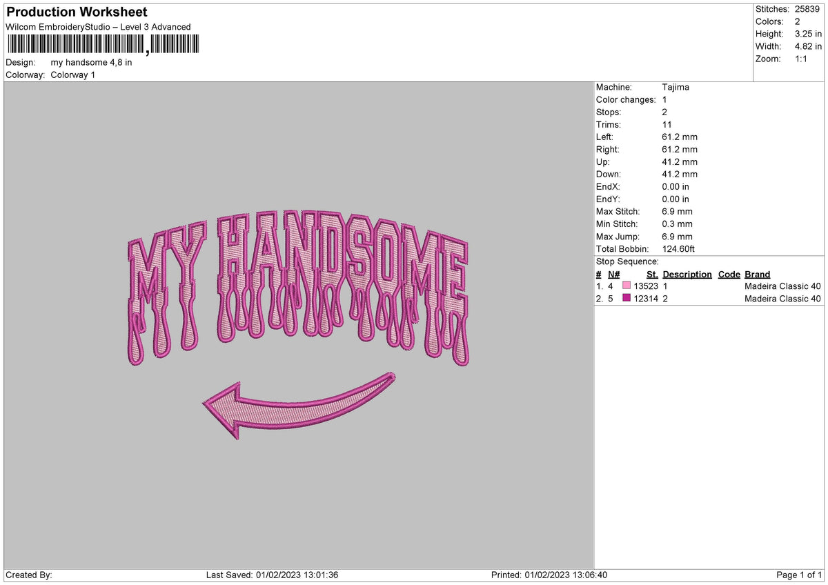 My Handsome Txt Embroidery File 6 sizes