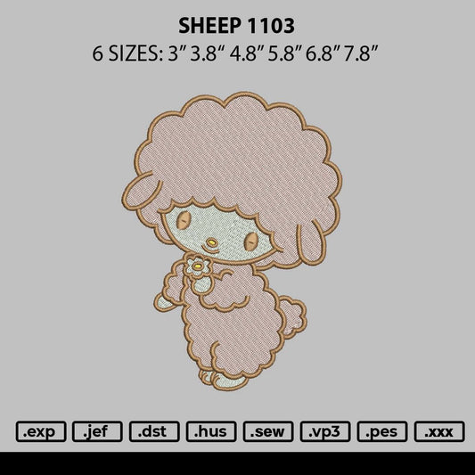 Sheep 1103 Embroidery File 6 sizes