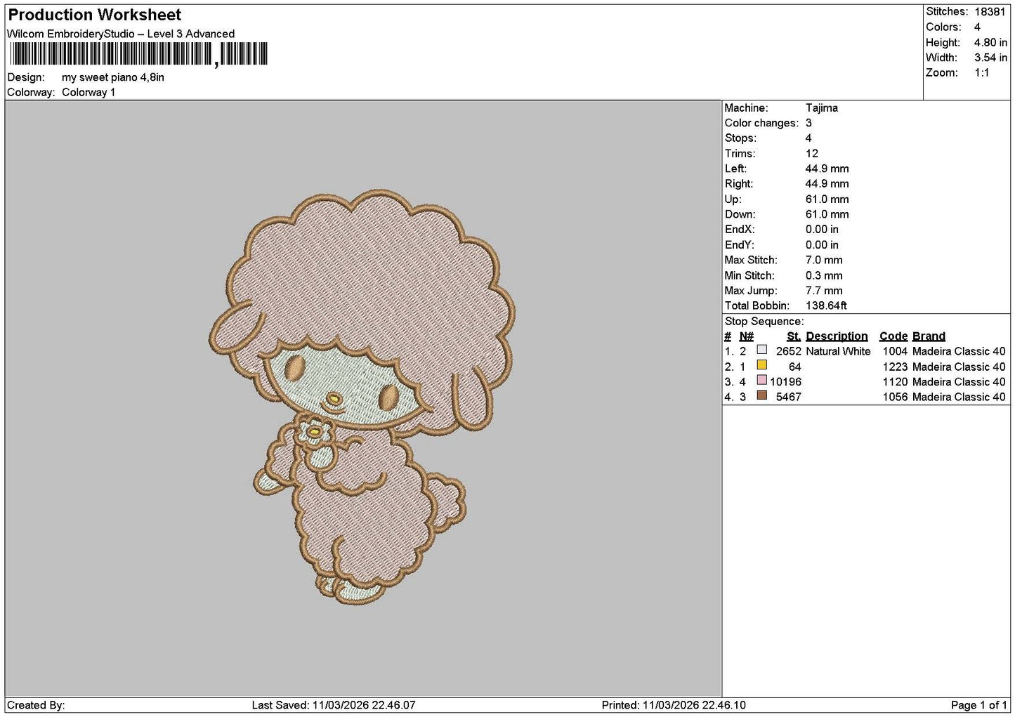 Sheep 1103 Embroidery File 6 sizes