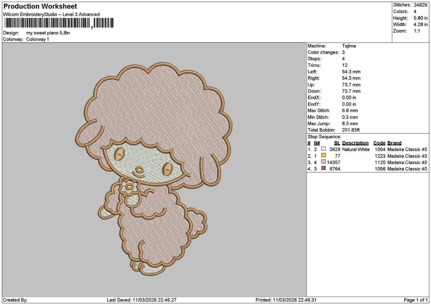 Sheep 1103 Embroidery File 6 sizes