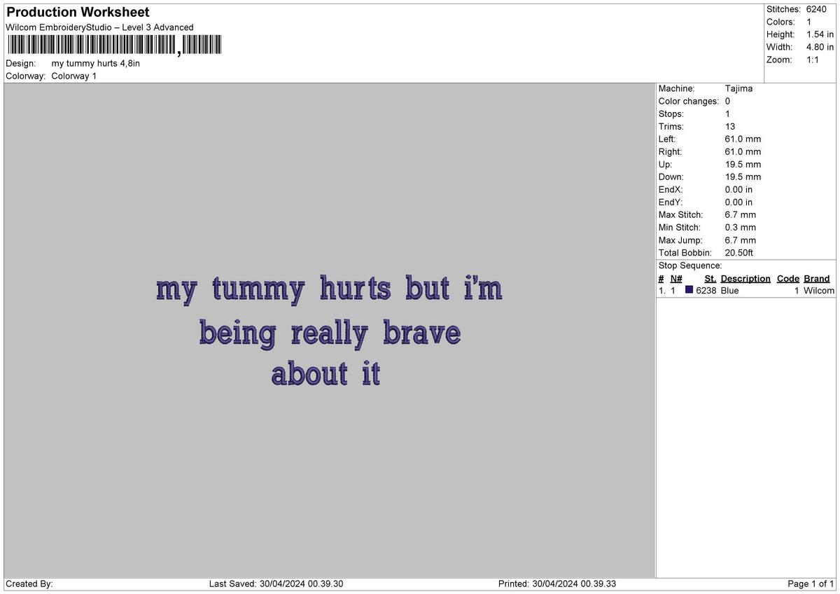 Tummytext 02 Embroidery File 6 sizes