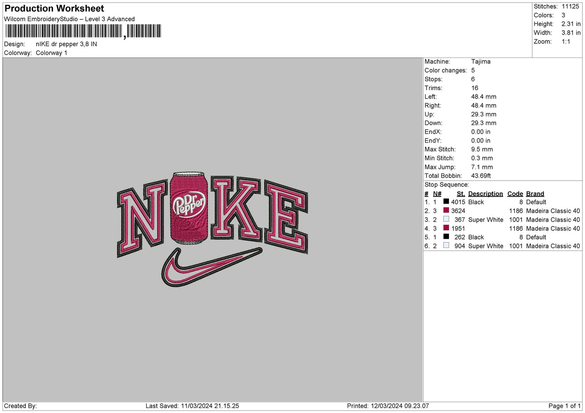 Nike Pepper Embroidery File 6 sizes