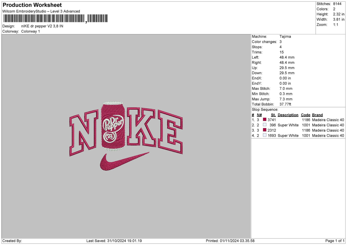Nike Pepper 02 Embroidery FIle 6 sizes