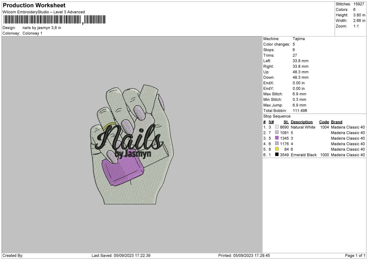 Nails By J Embroidery File 6 sizes