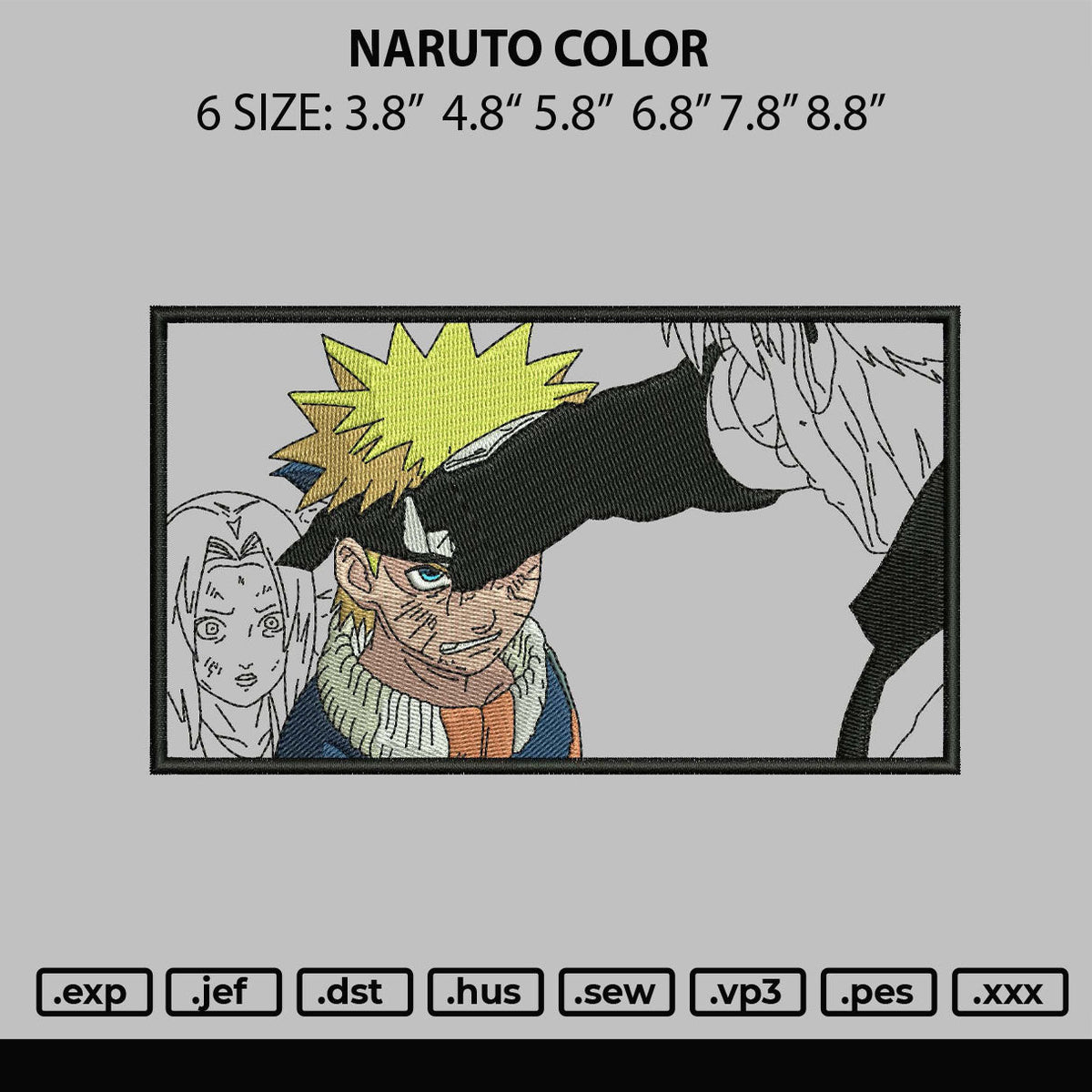 Naruto Color Embroidery File 6 sizes