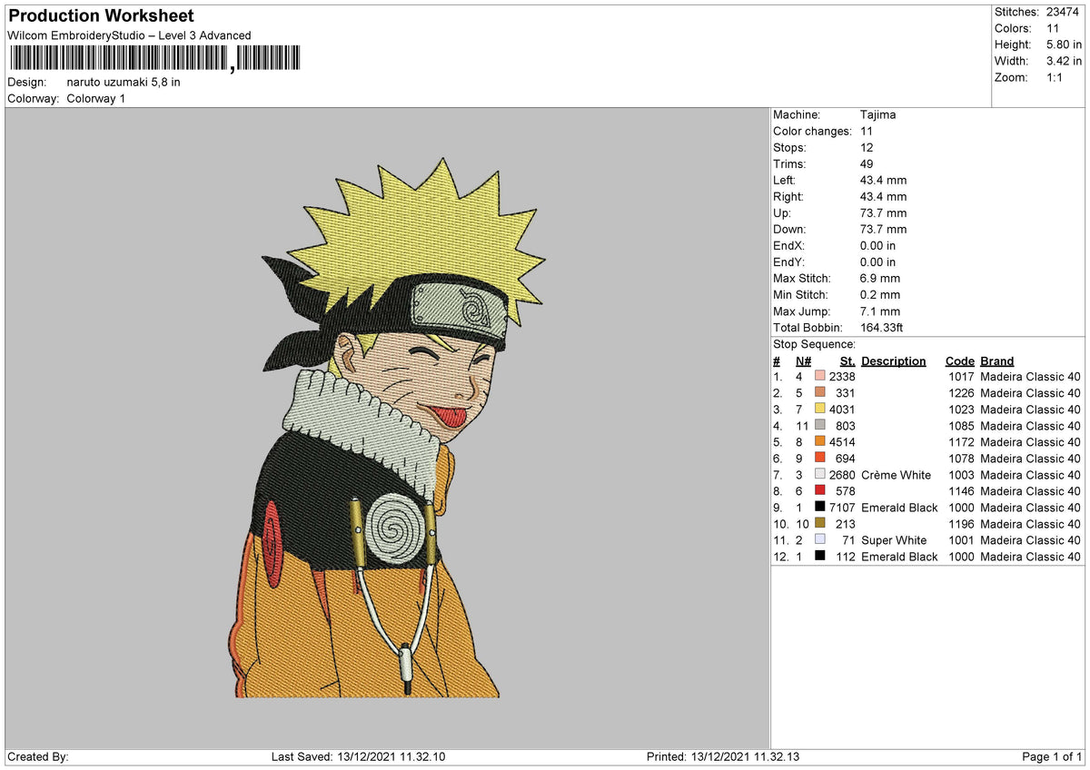 Naruto Uzumaki Embroidery