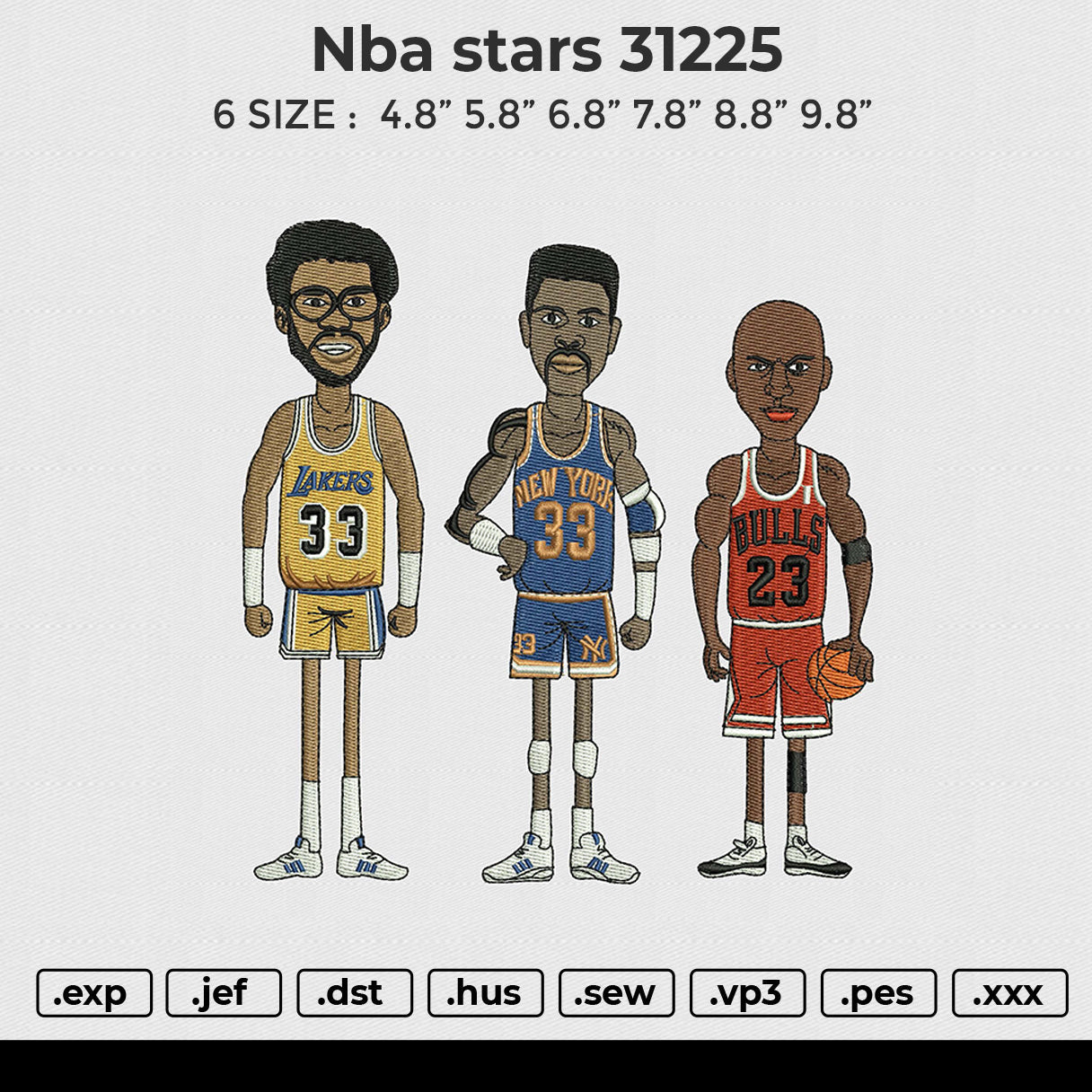 NBA STARS Embroidery File 6 sizes