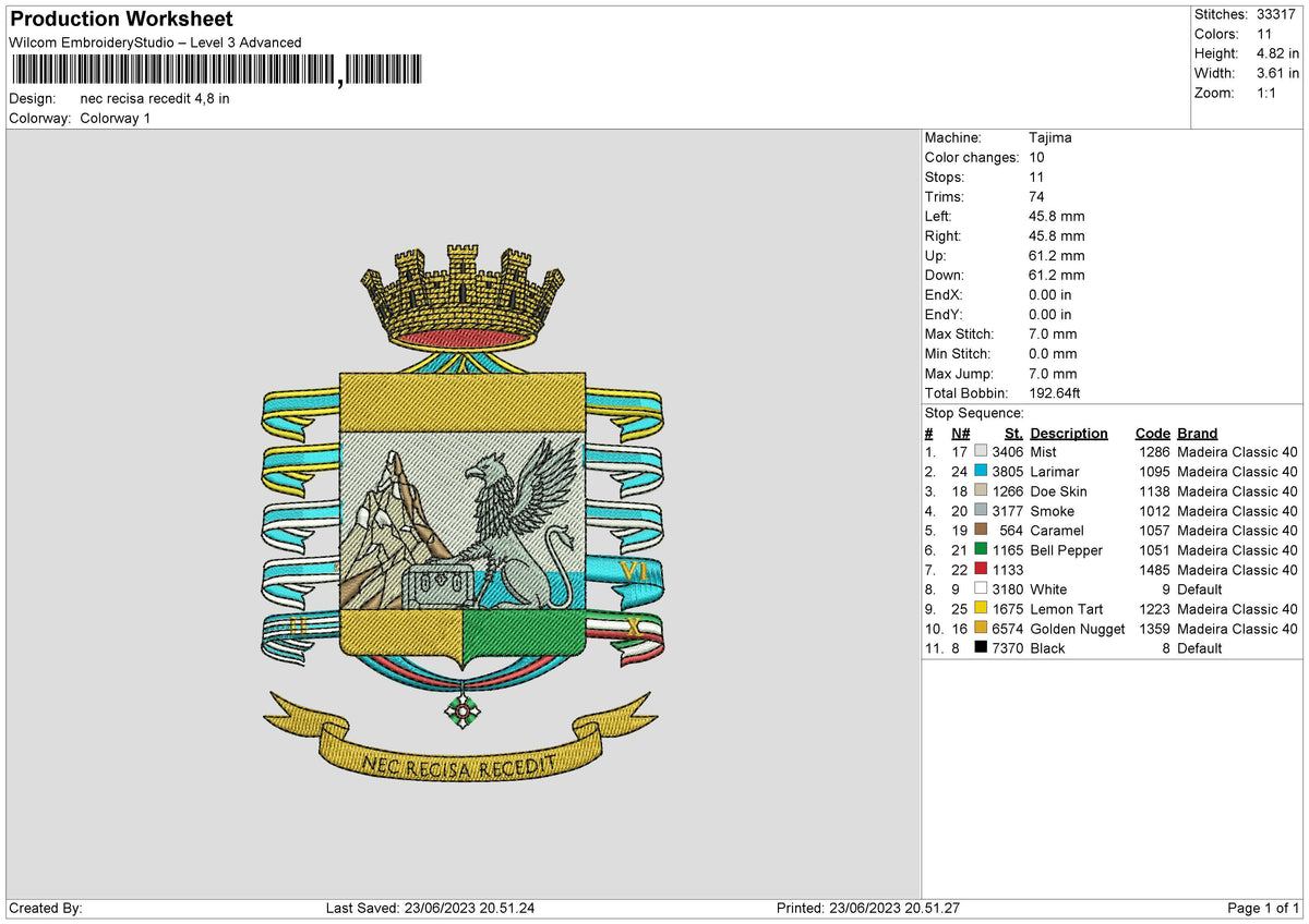 Nec Recis R Embroidery File 6 sizes