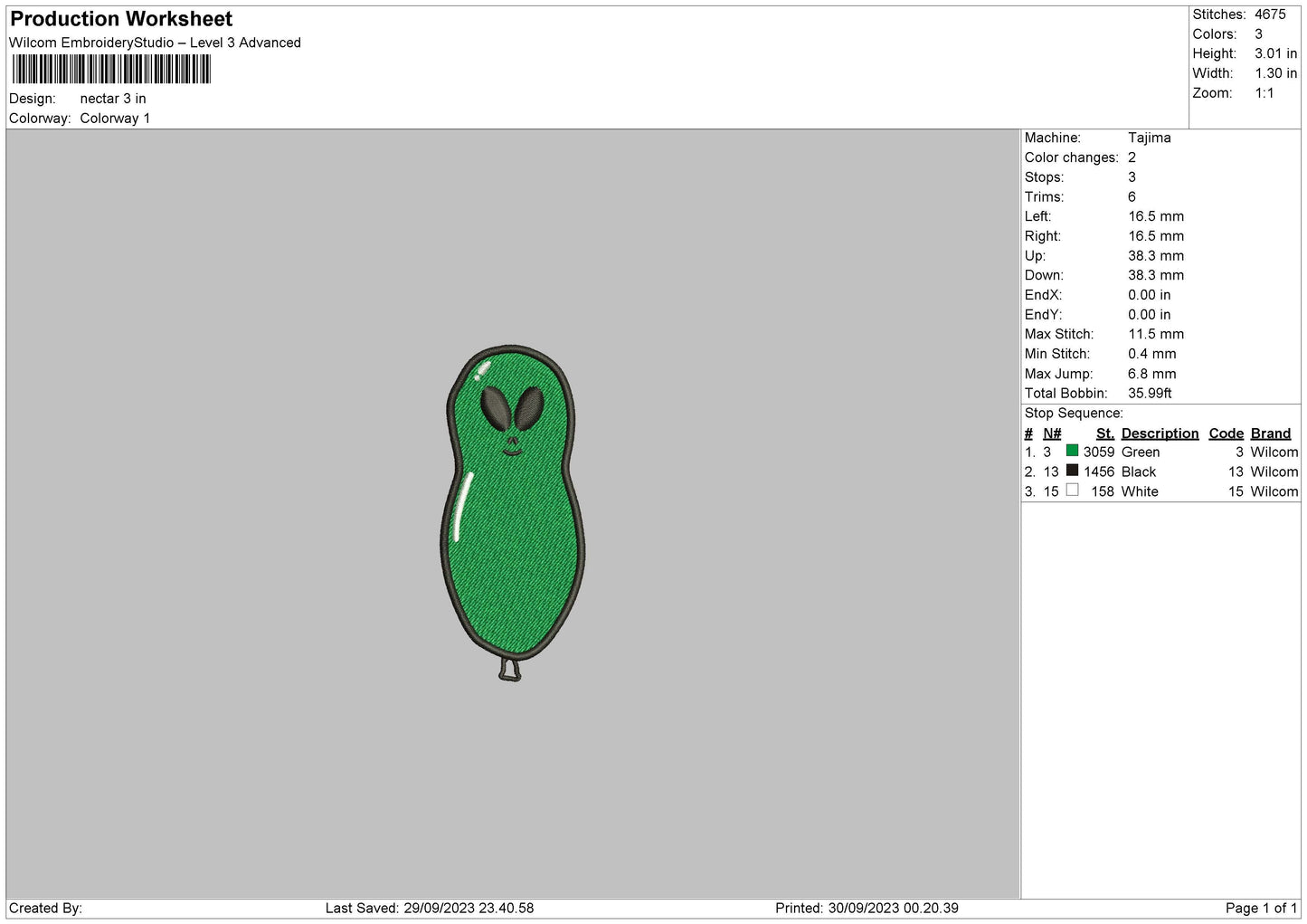 Nectar Embroidery File 6 sizes
