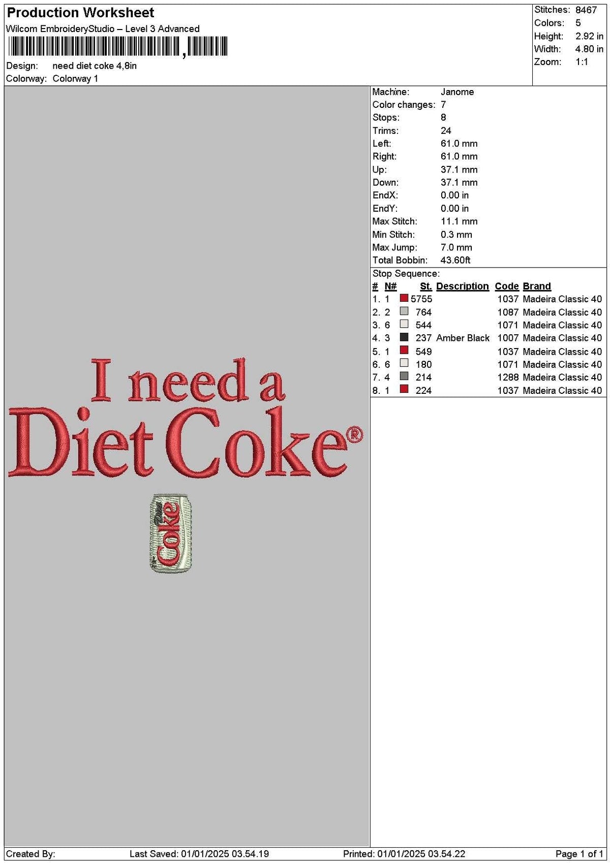 Coketext 2912 Embroidery File 6 sizes