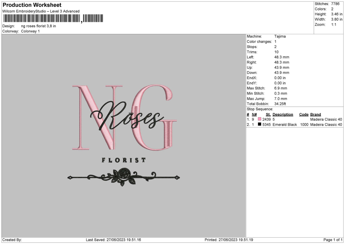 Ng Roses Embroidery File 6 sizes