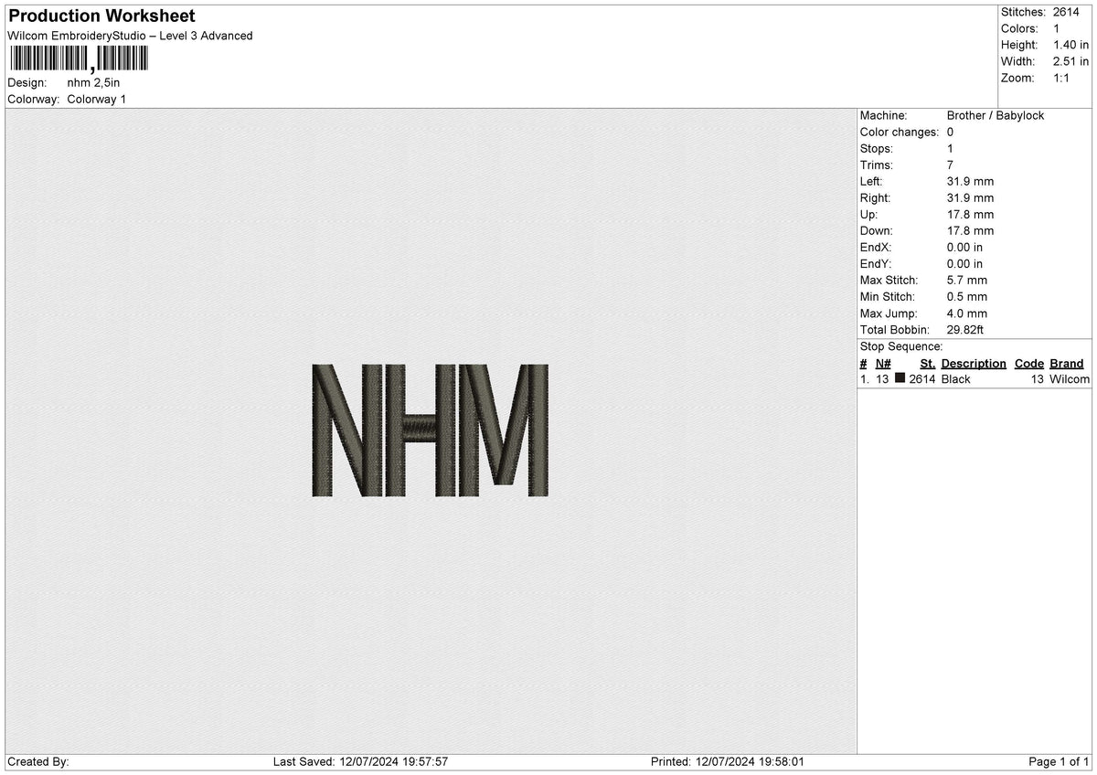 Nhm Embroidery File&nbsp;6 size