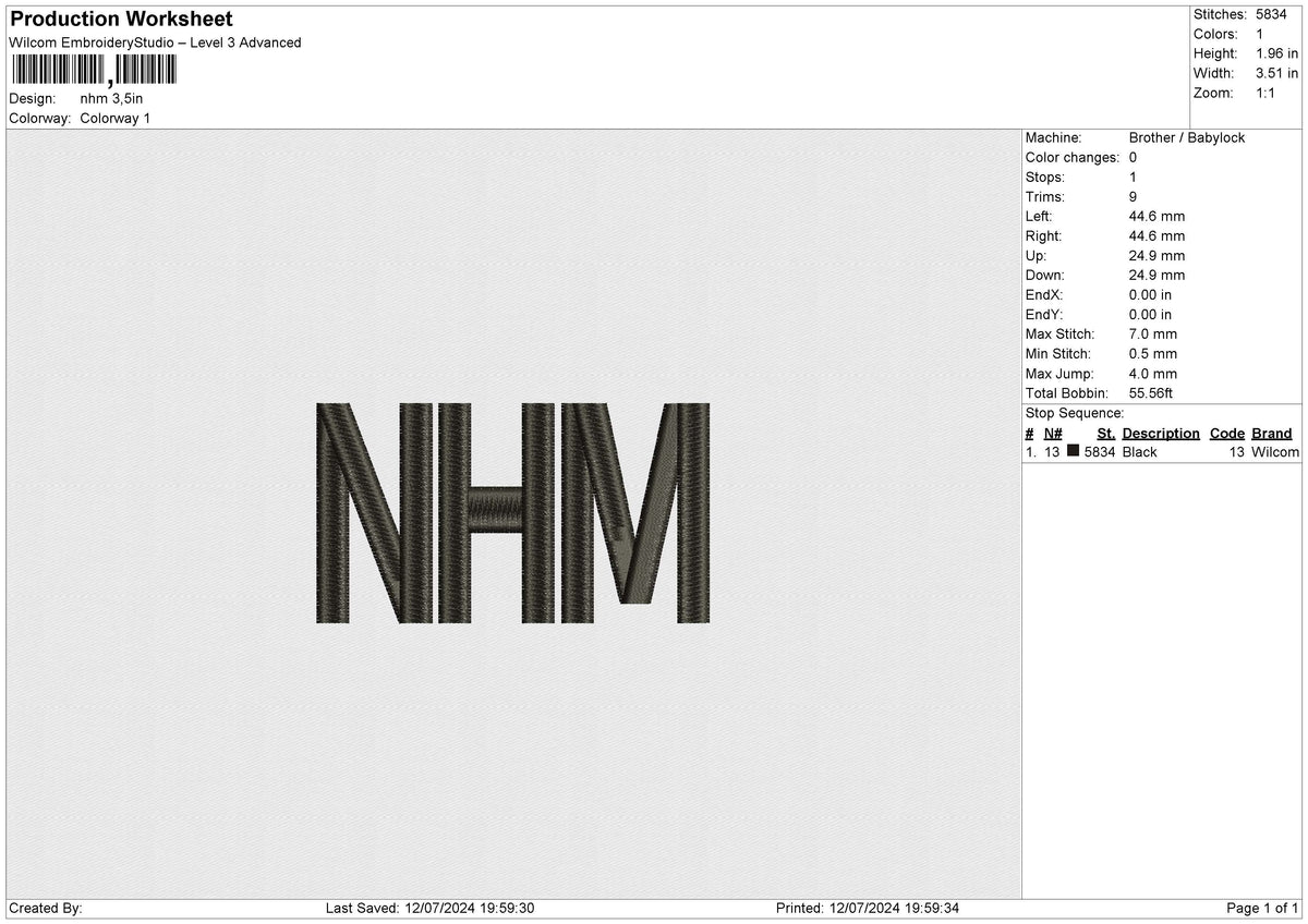 Nhm Embroidery File&nbsp;6 size