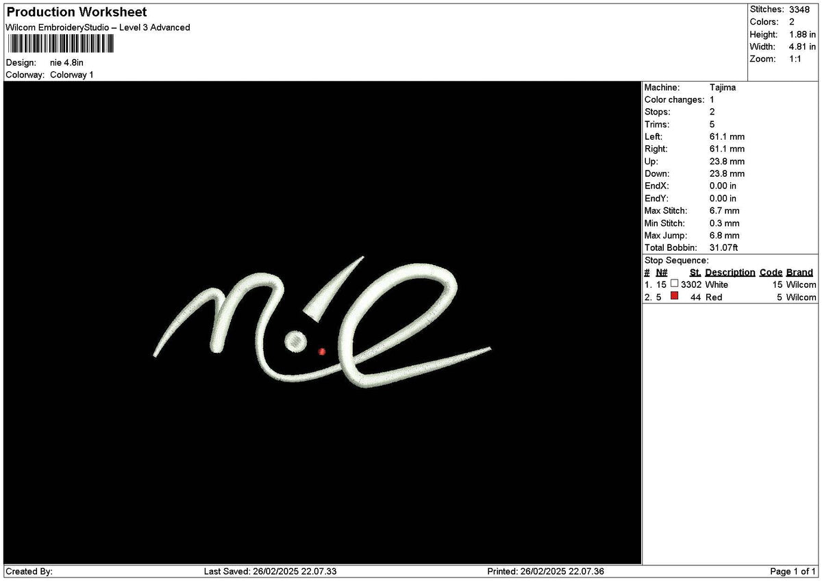 Nietext Embroidery File 6 sizes