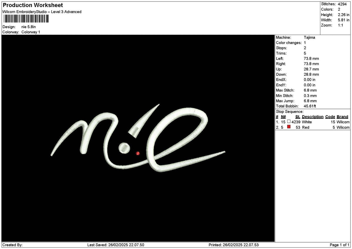 Nietext Embroidery File 6 sizes