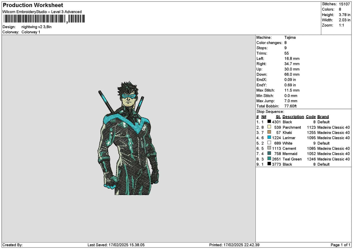 Man Hero 1702 Embroidery File 6 sizes
