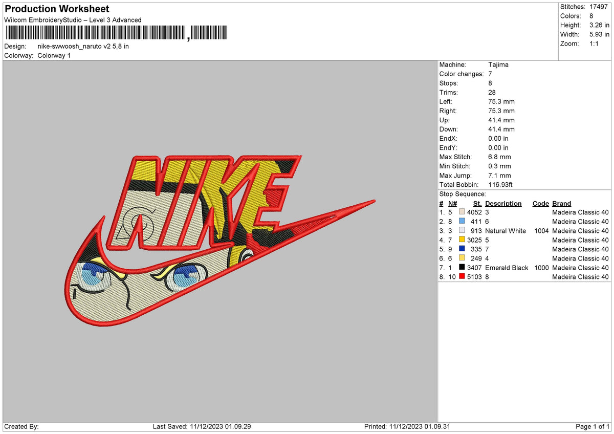 Nike Swoosh Narutov2 Embroidery File 6 sizes