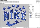 Nike 2 Outlines Fill Butterflies Embroidery File 6 sizes