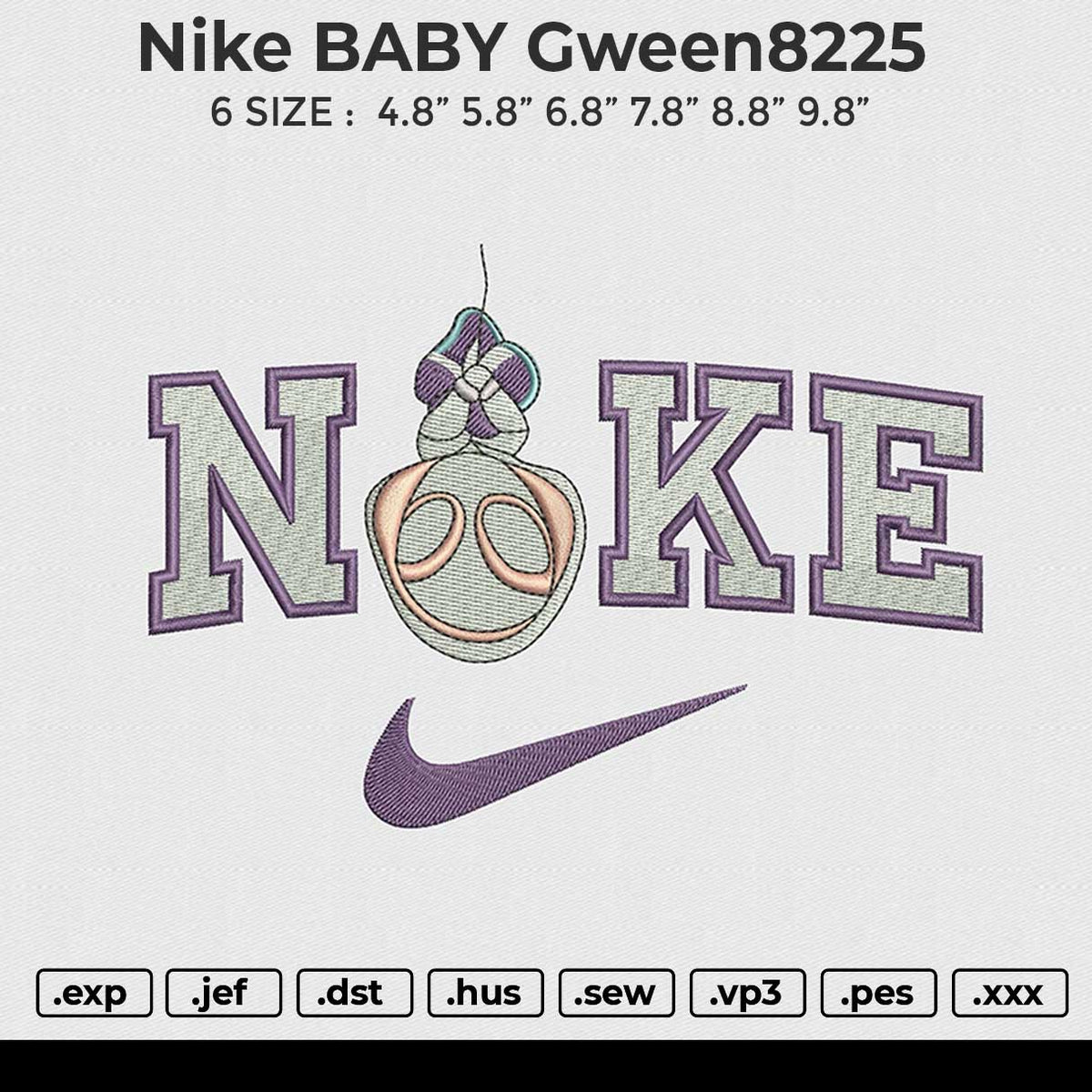 Nike BABY Gween8225 Embroidery File 6 size