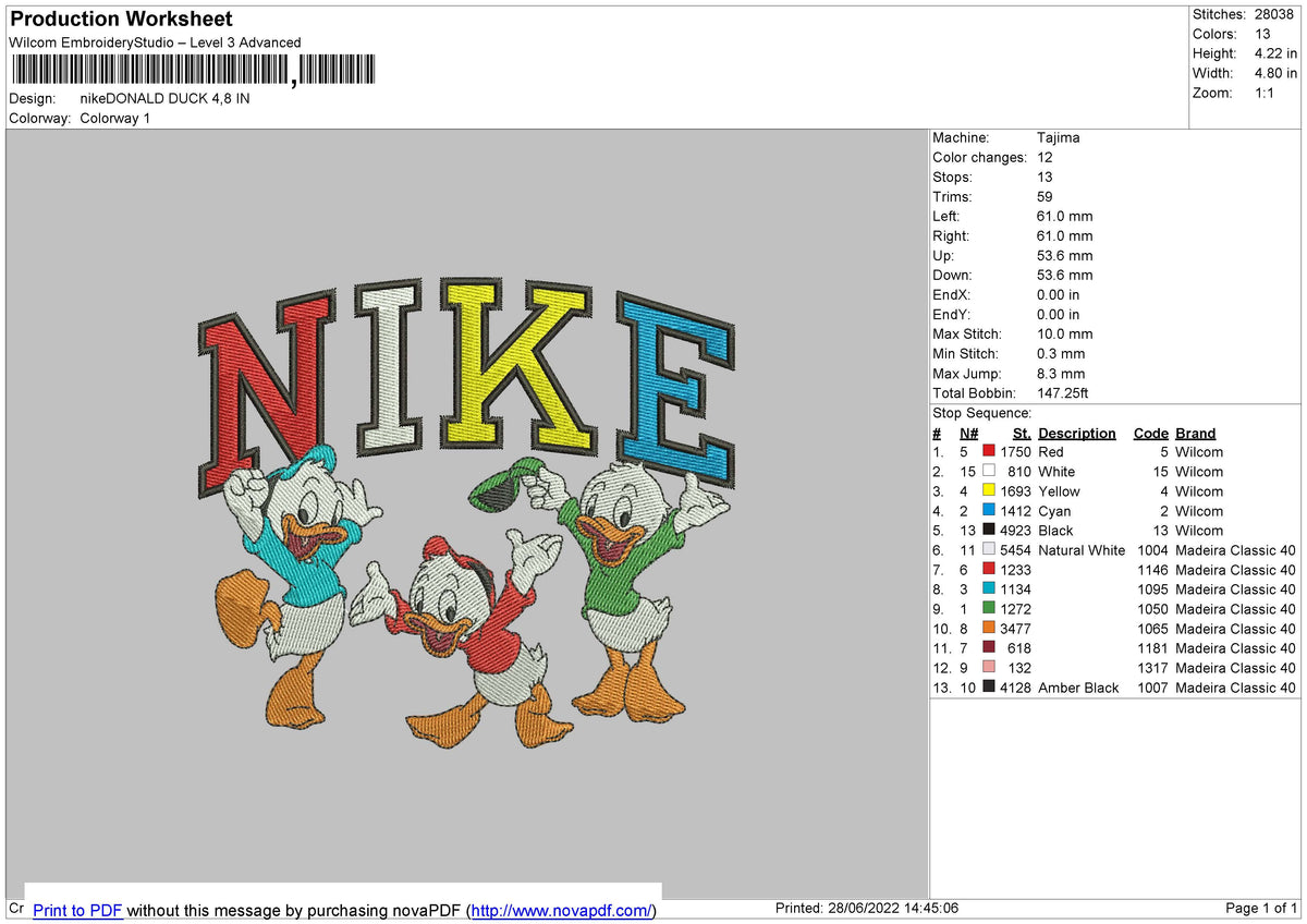 Nike Donald Duck Embroidery