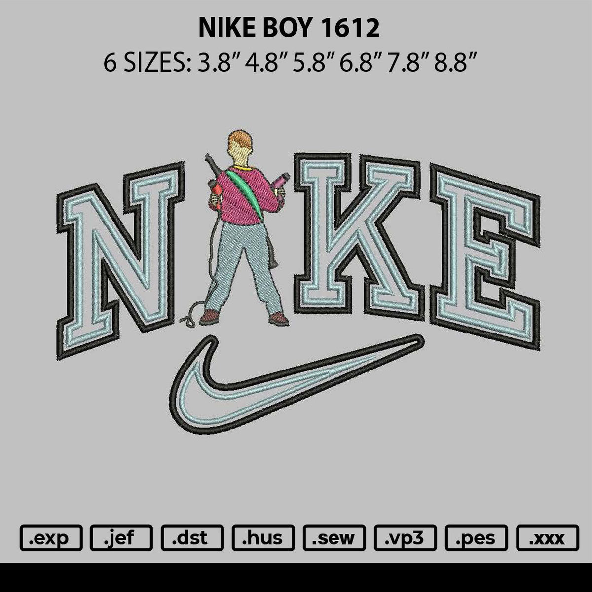 Nike Boy 1612 Embroidery File 6 sizes