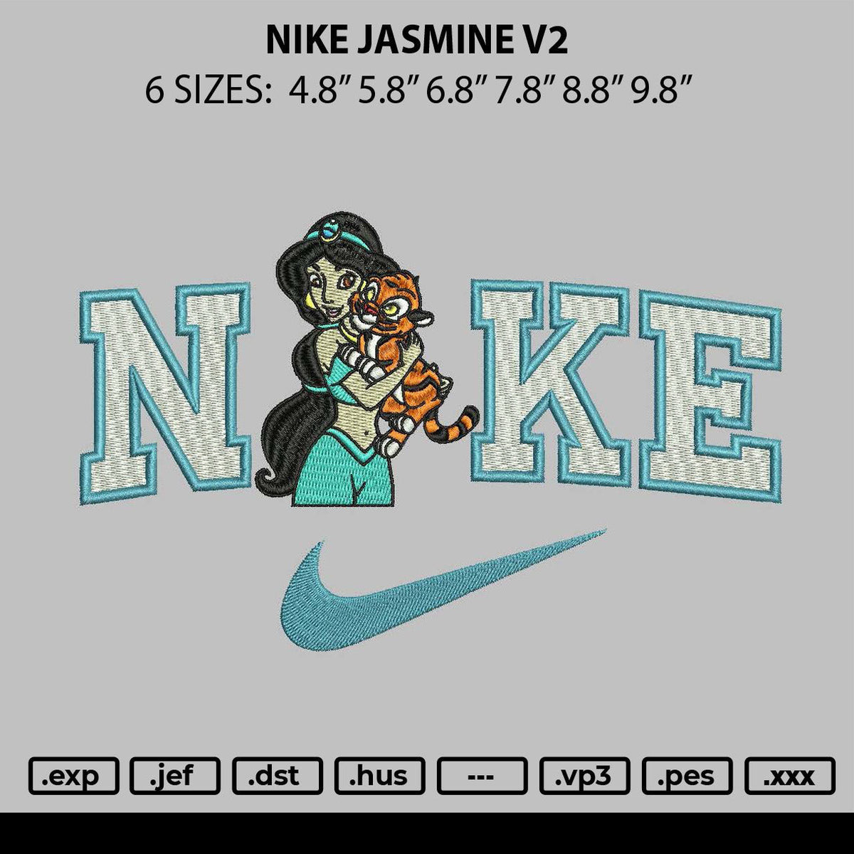 Nike Jasmine V2 Embroidery File 6 sizes