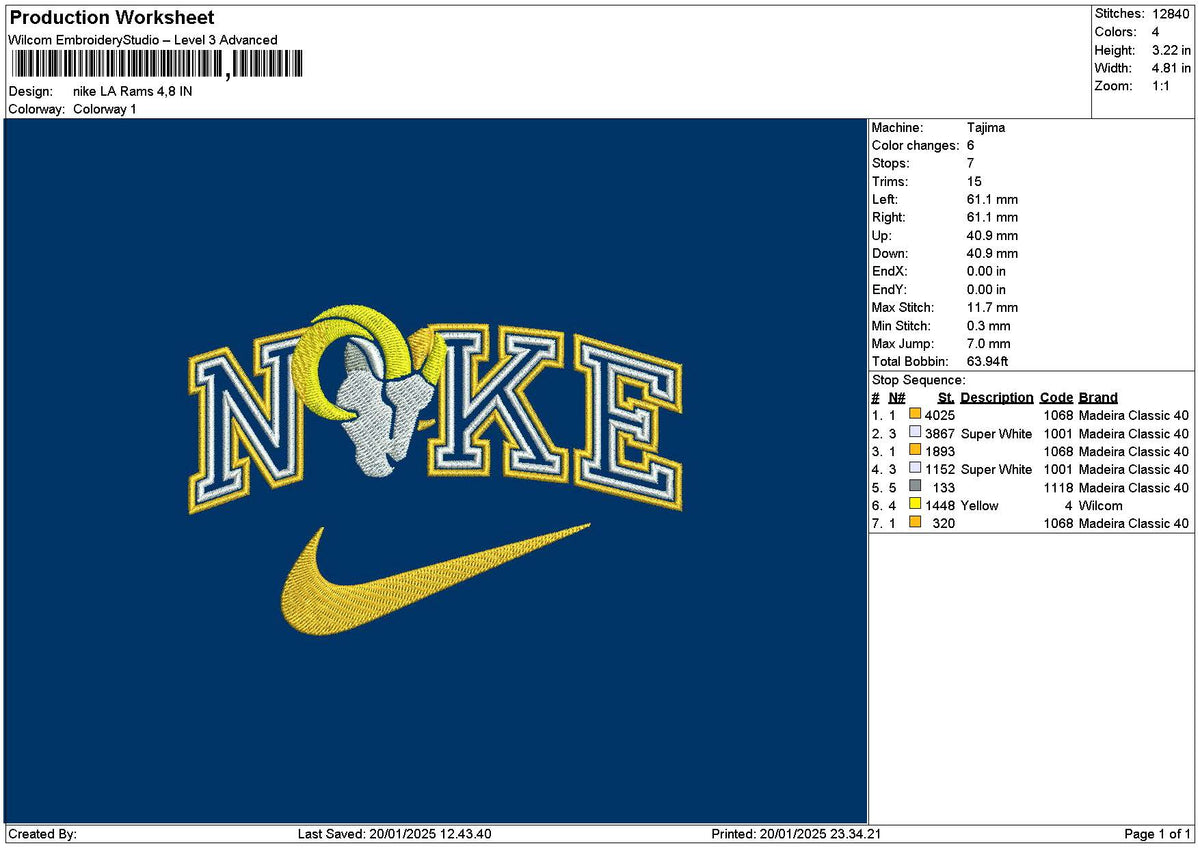 Nike Goat 02 Embroidery File 6 sizes