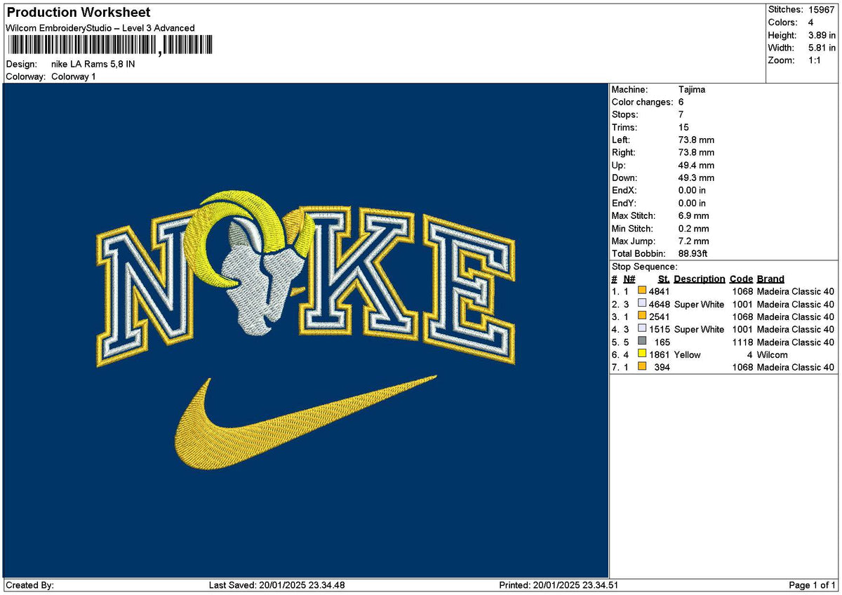 Nike Goat 02 Embroidery File 6 sizes
