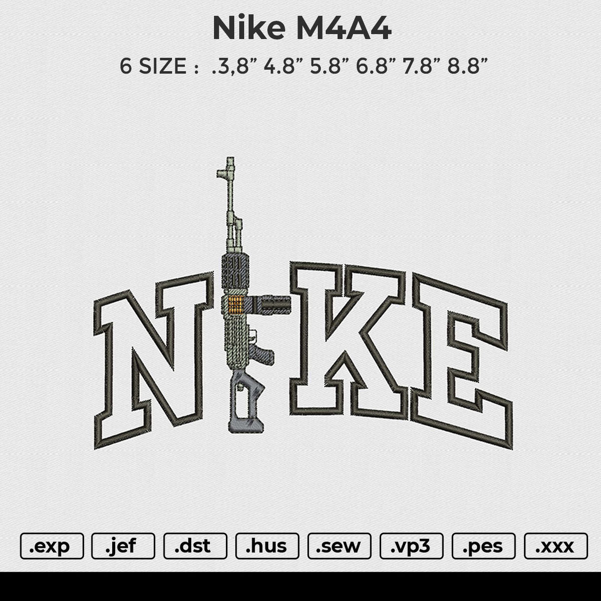 Nike M4A4 Embroidery File 6 size