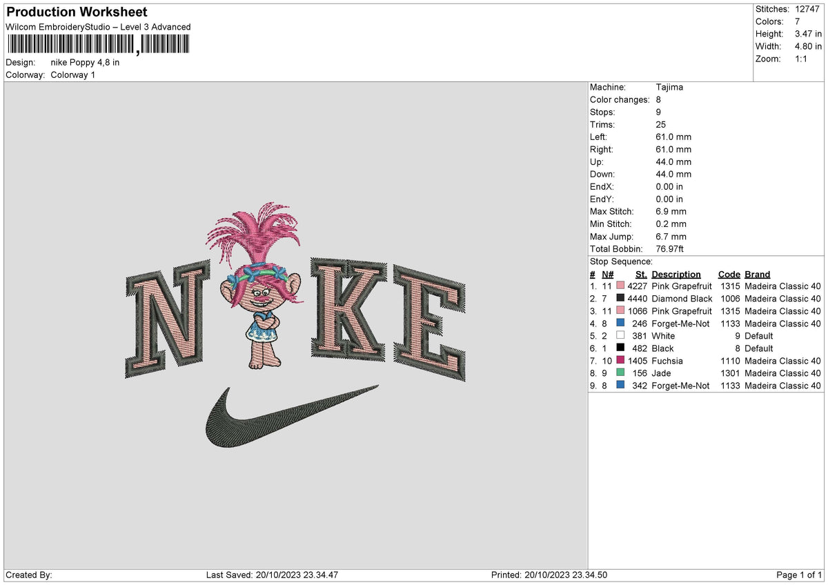 Nike Poppy 01 Embroidery File 6 sizes