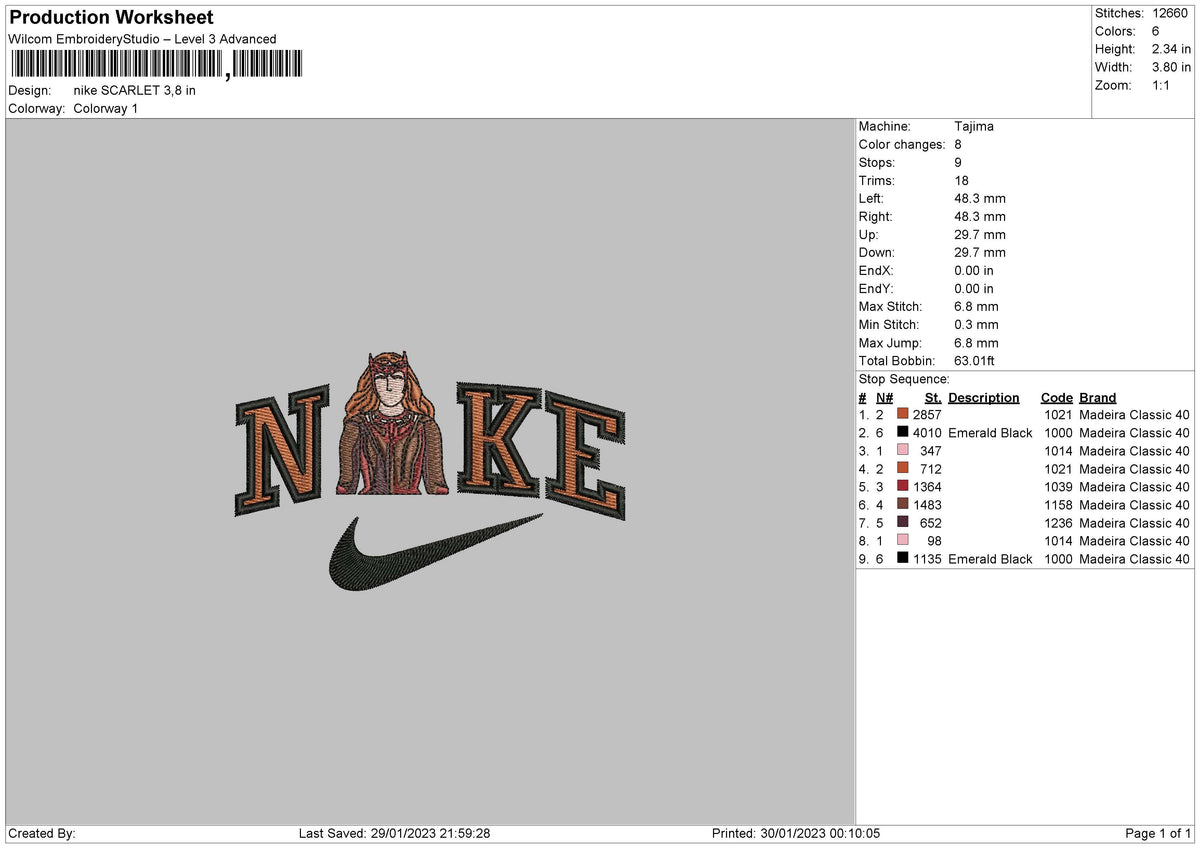 Nike Scarlet Embroidery File 6 sizes