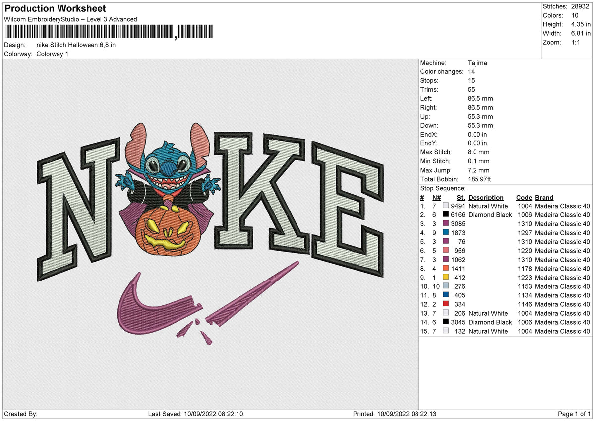 Nike Stitch Halloween Embroidery