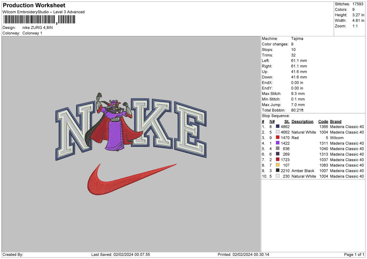 Nike Zurg Embroidery File 6 sizes