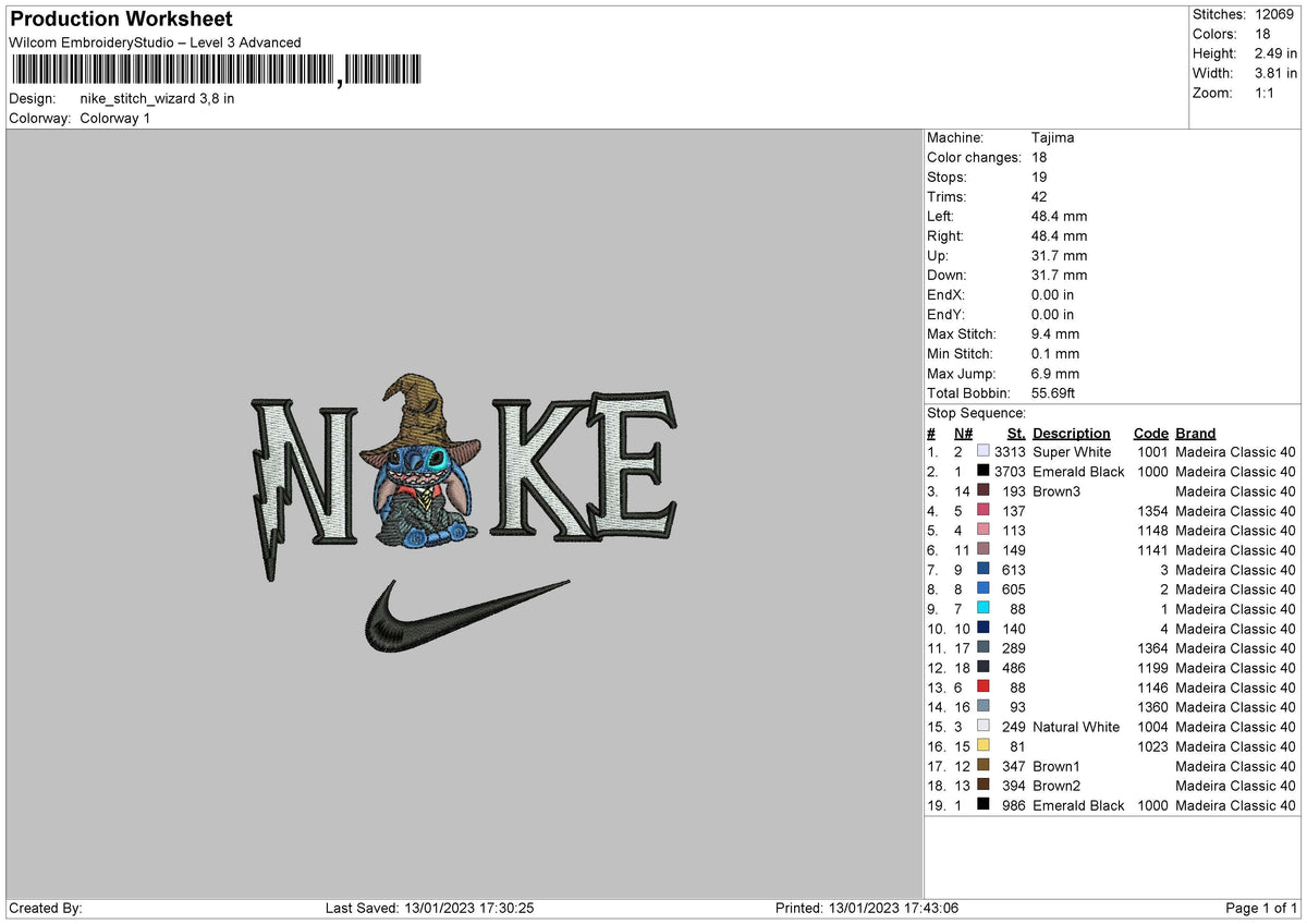 Nike Stitch Wizard Embroidery File 6 sizes