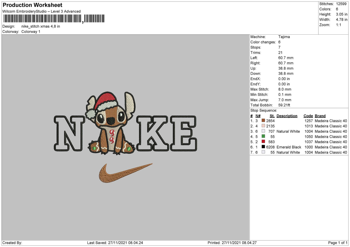 Nike Stitch Xmas Embroidery
