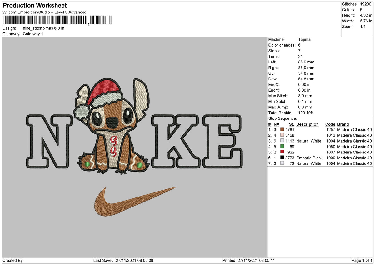 Nike Stitch Xmas Embroidery