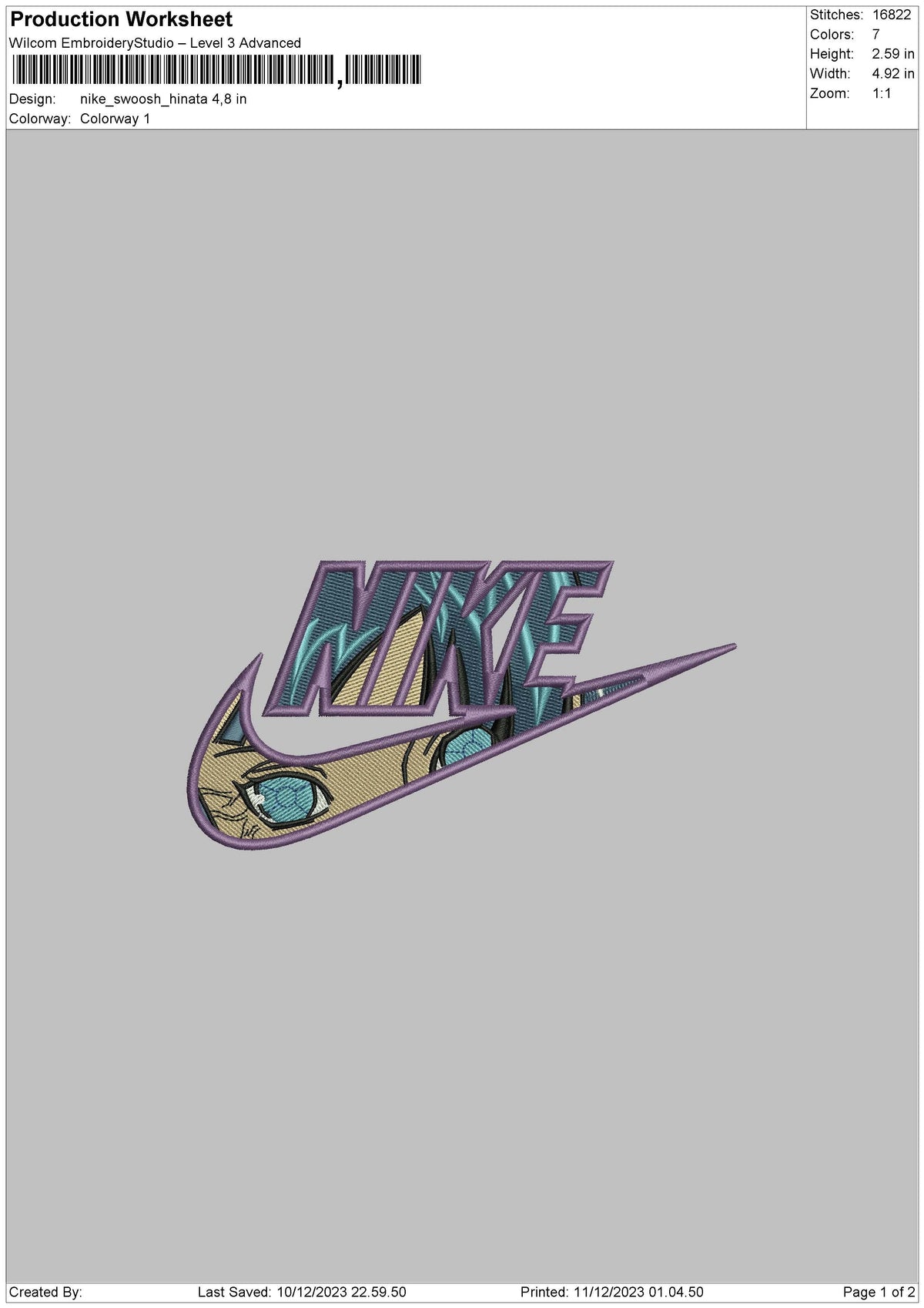 Nike Swoosh Hinata Embroidery File 6 sizes