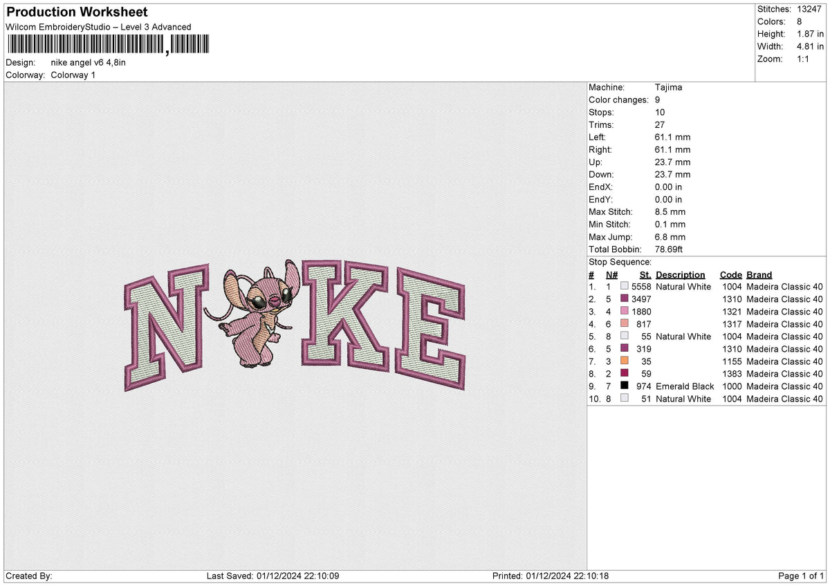 Nike angel v6 Embroidery File 6 size