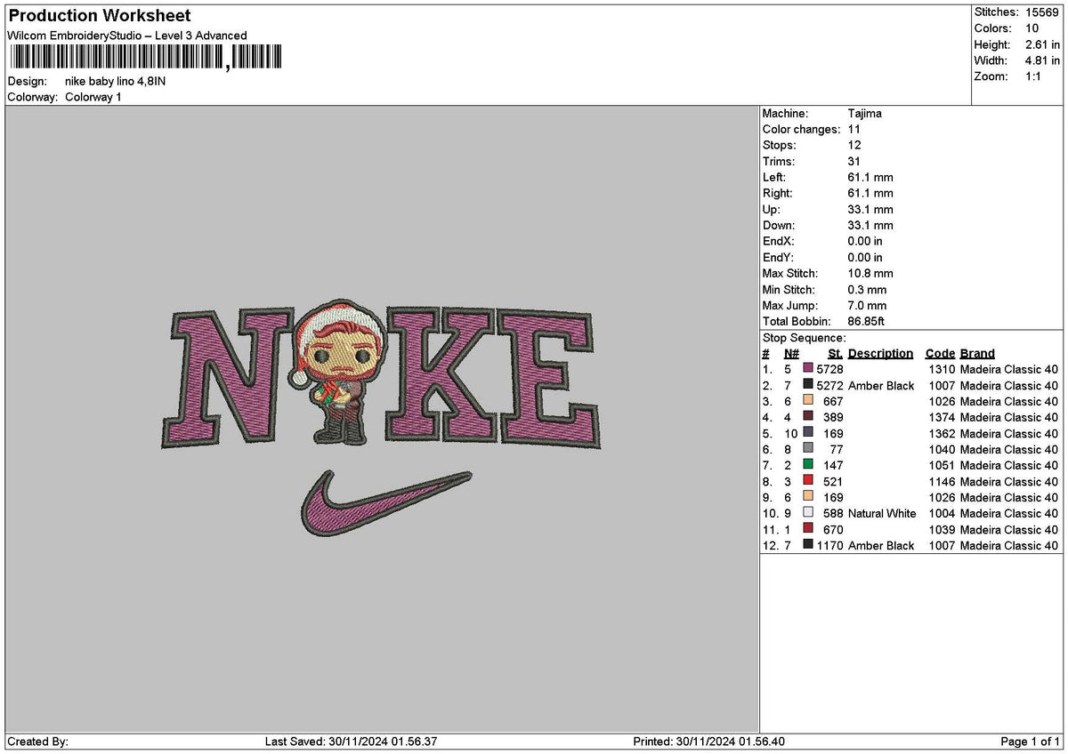 Nike Xmas Man Chibi Embroidery File 6 sizes