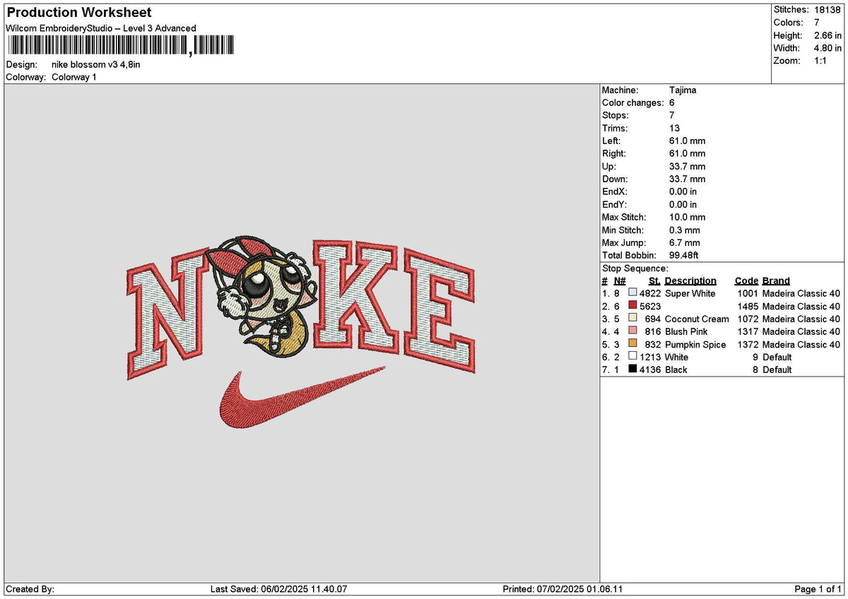 Nike Blossom V3 Embroidery File 6 sizes