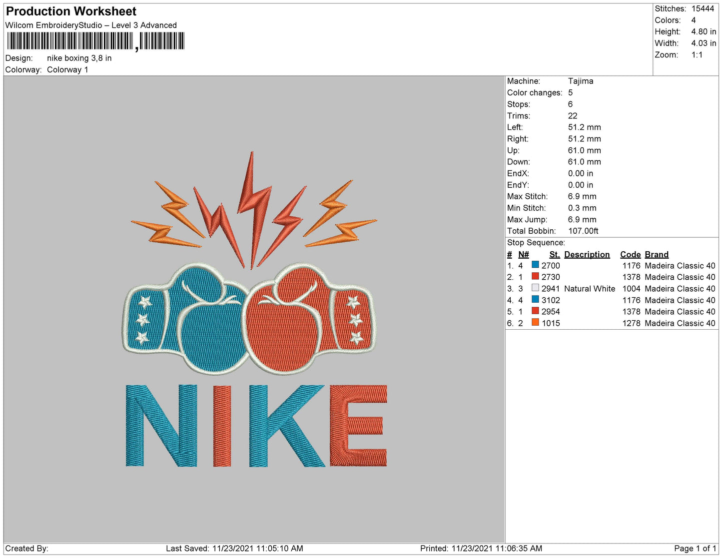 Nike Boxing Embroidery