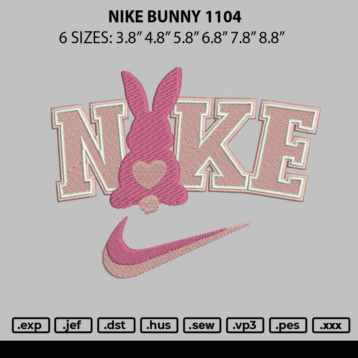 Nike Bunny 1104 Embroidery File 6 sizes