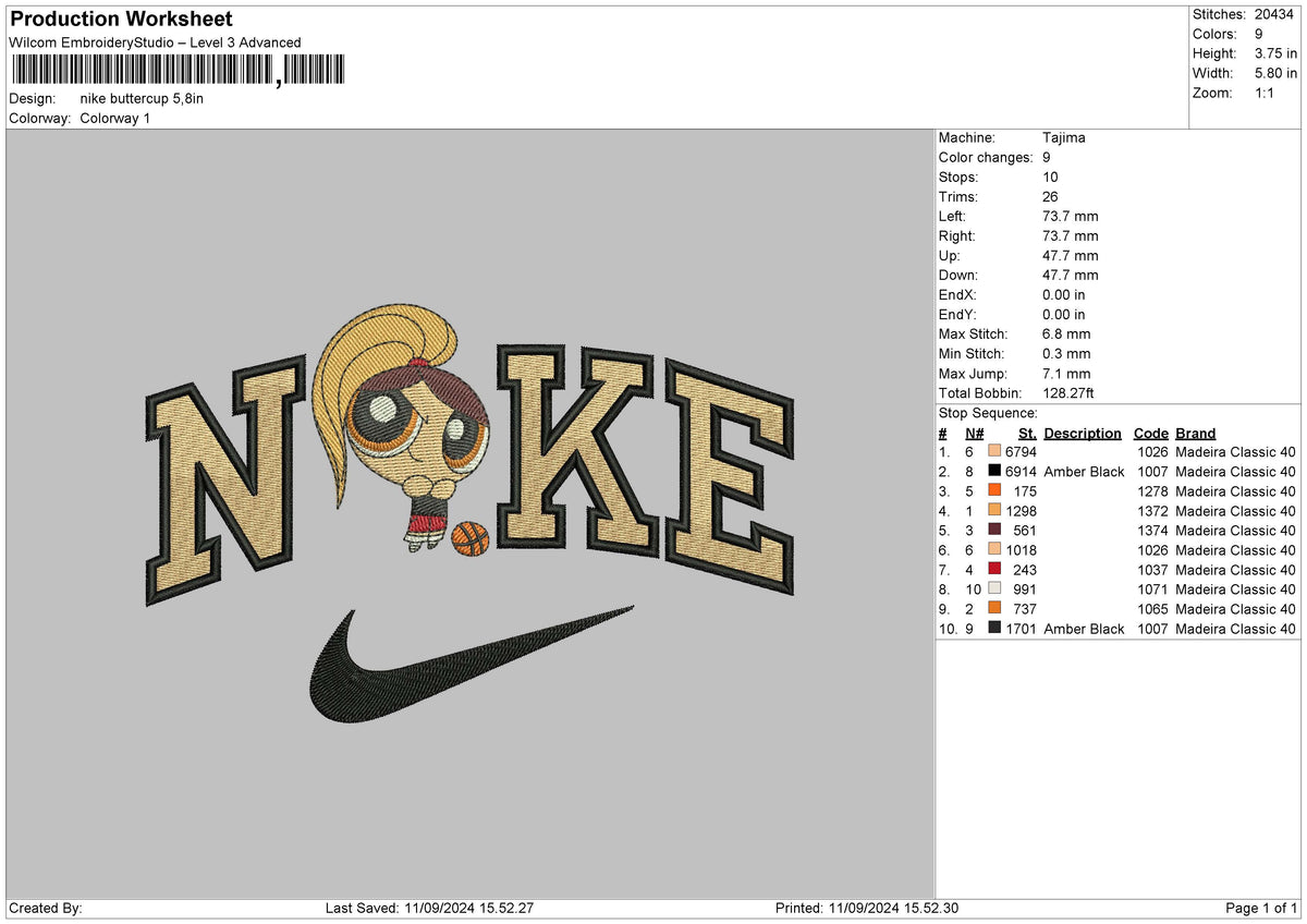 Nike Buttercup01 Embroidery File 6 sizes