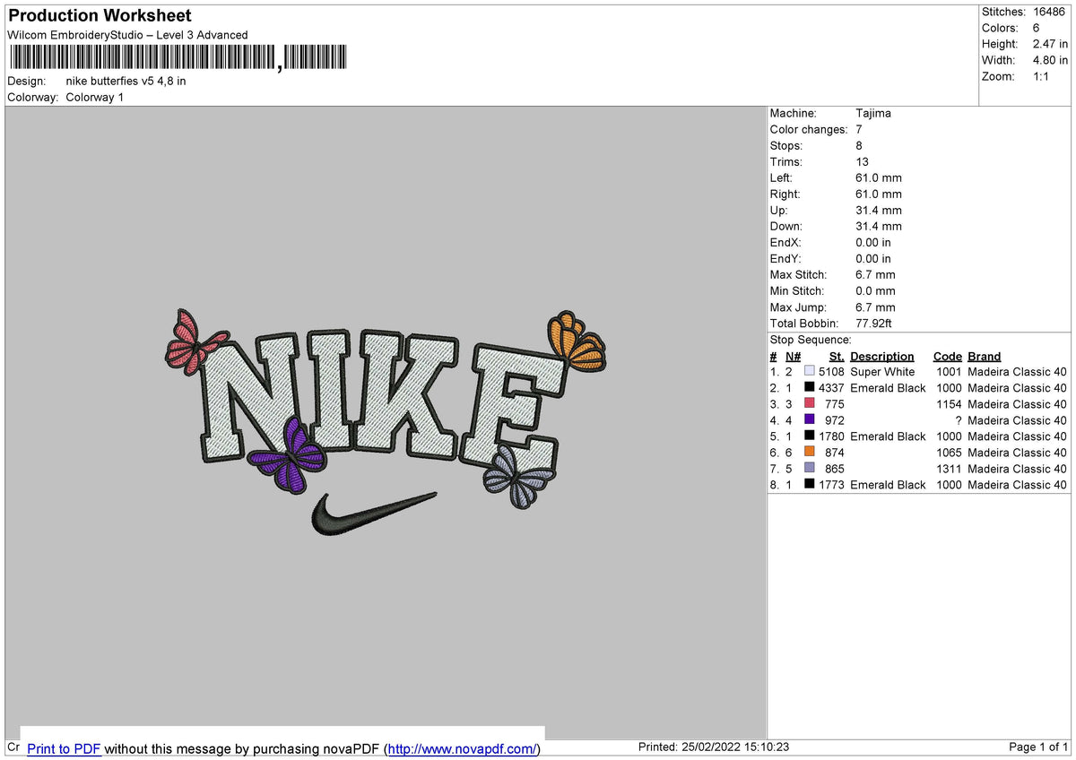 Nike Butterfies v5 Embroidery