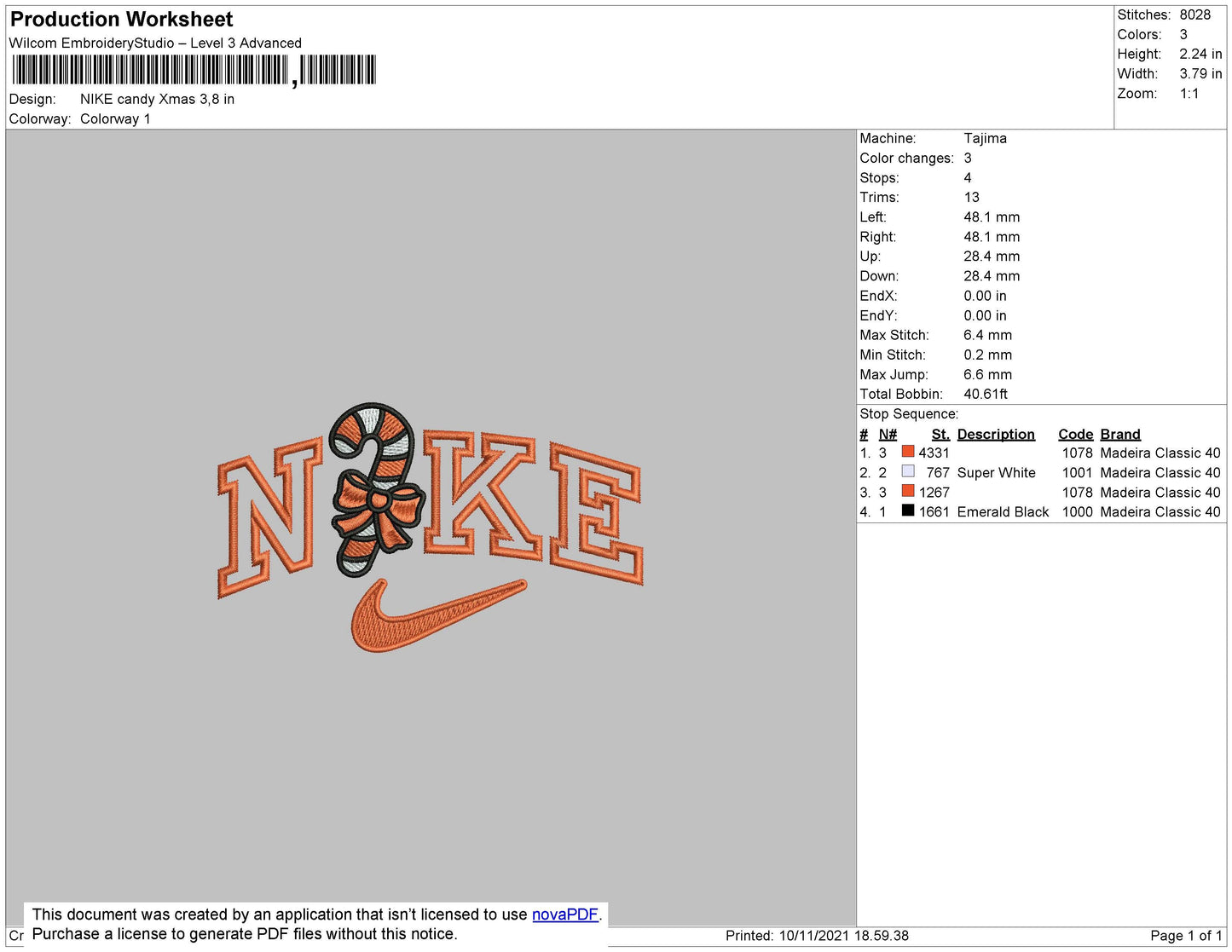 Nike Candy Xmas Embroidery