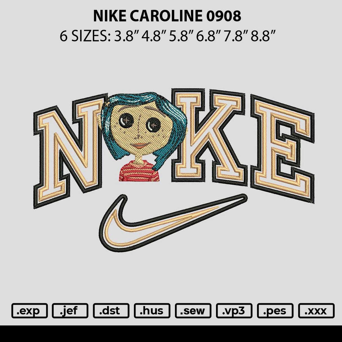 Nike Caroline 0908 Embroidery File 6 sizes