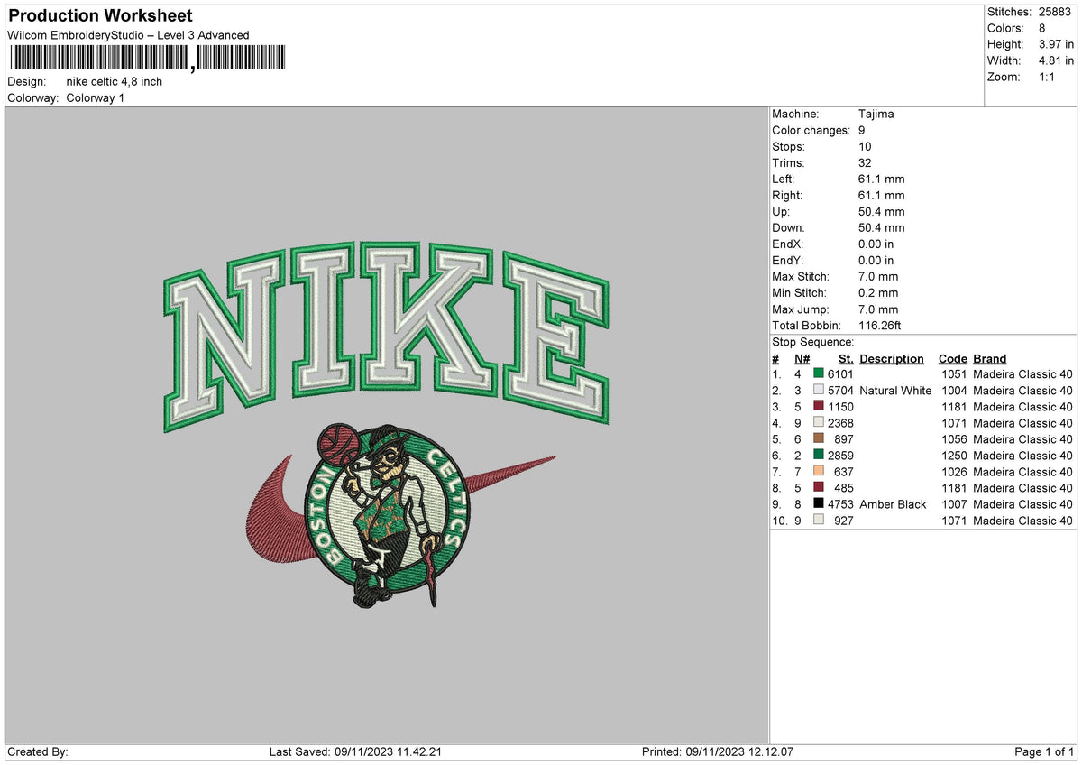 Nike Celtic Embroidery File 6 sizes